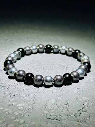 Bransoletka obsydian z hematytem