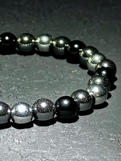 Bransoletka obsydian z hematytem