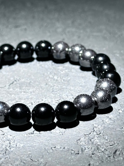 Bransoletka z hematytu i onyksu